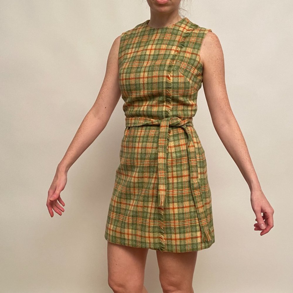 Rare Vintage Plaid Wool Romper Dress - Picture 8 of 8